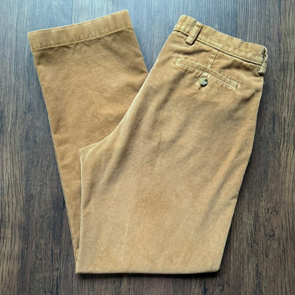 L.L. Bean Natural Fit 100% Pima Cotton Corduroy Pants Camel Tan Men’s 34x32